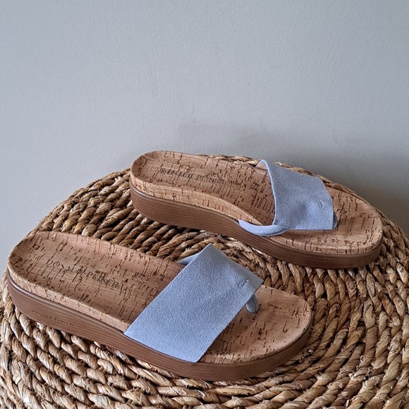 Donald J. Pliner Shoes - NWOT Donald Pliner Womens Fifi Blue Suede Strap/Molded Cork Wedge Sandals 7.5